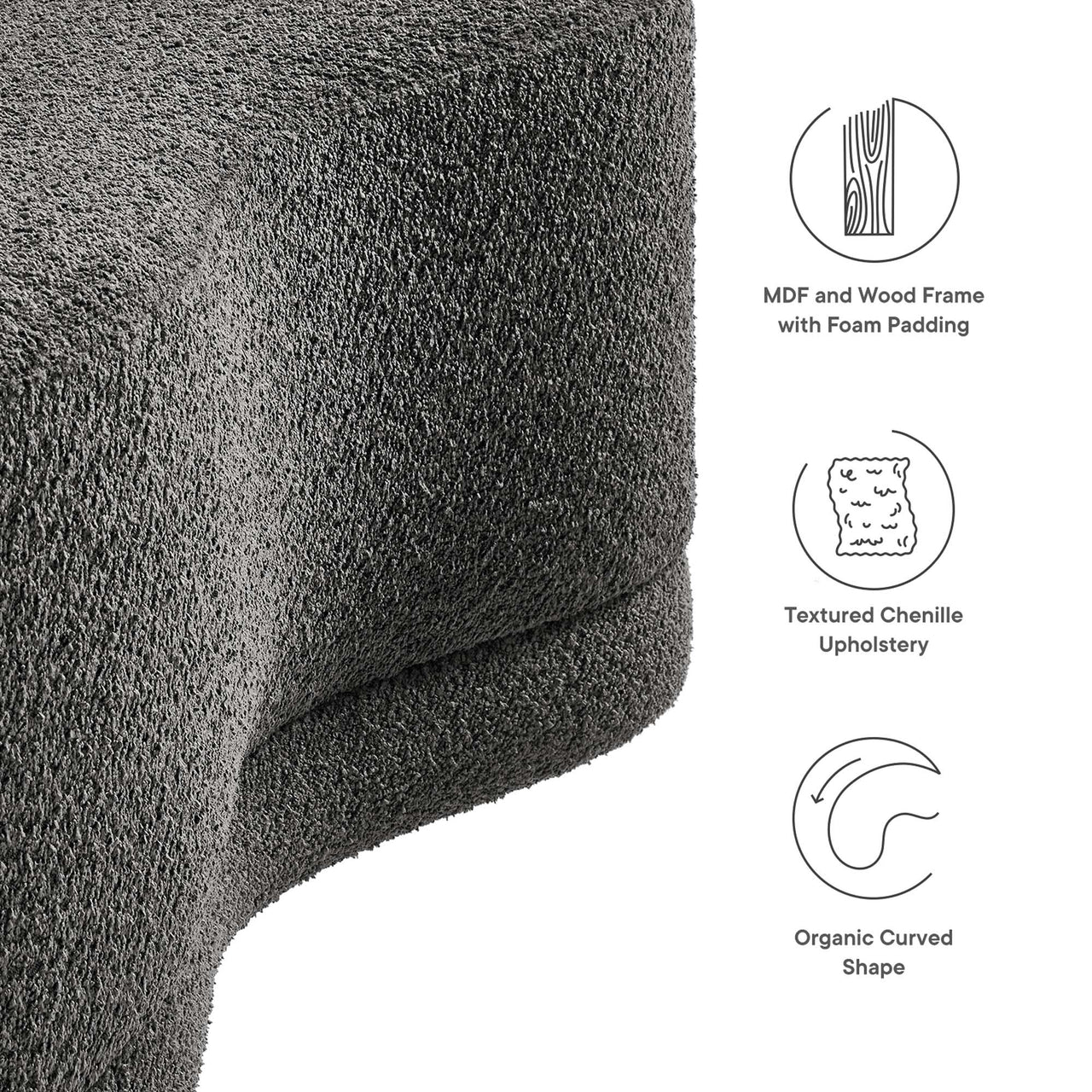 Nebular Ottoman Bench, Slate