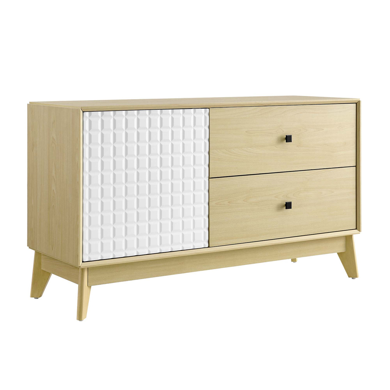 Venyra Cabinet, Natural Wood & White