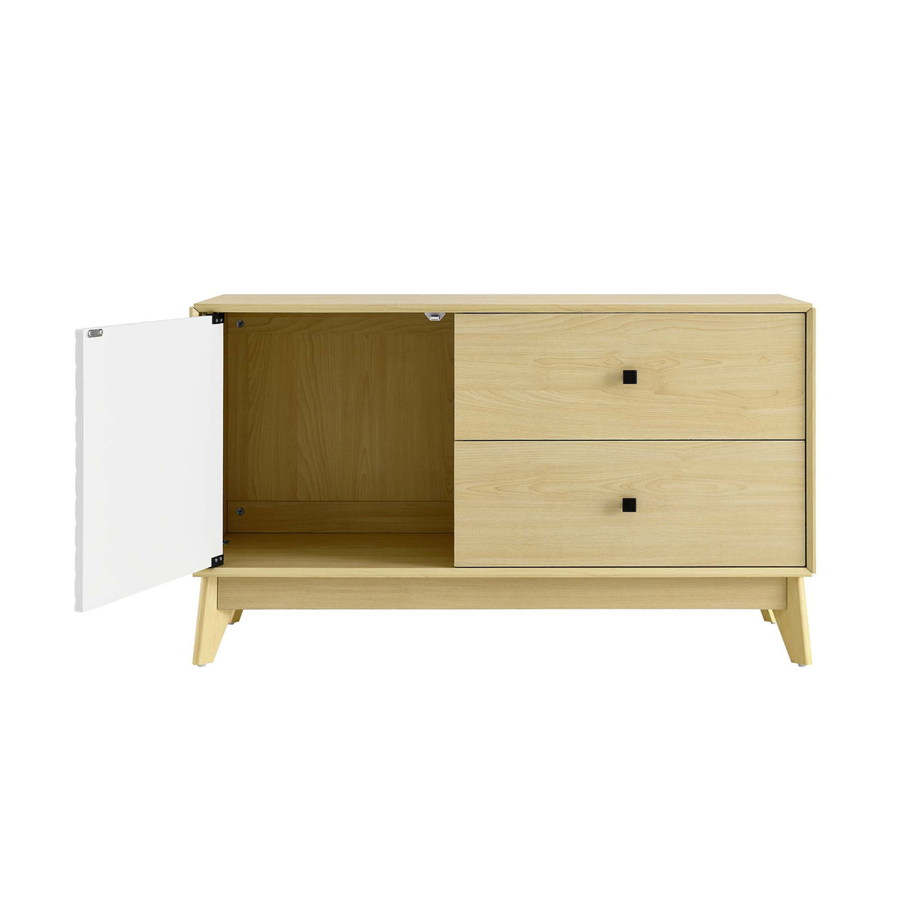 Venyra Cabinet, Natural Wood & White