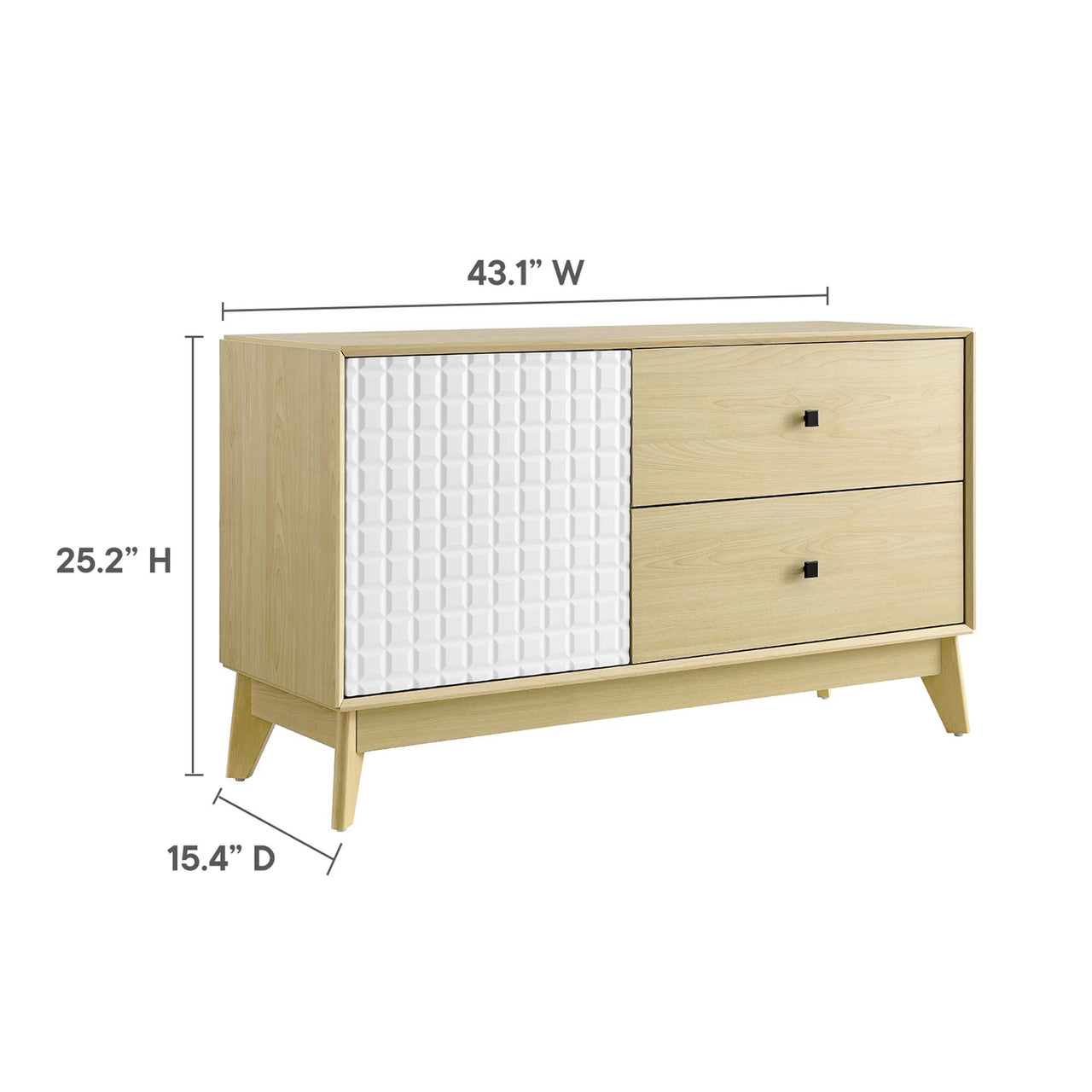 Venyra Cabinet, Natural Wood & White