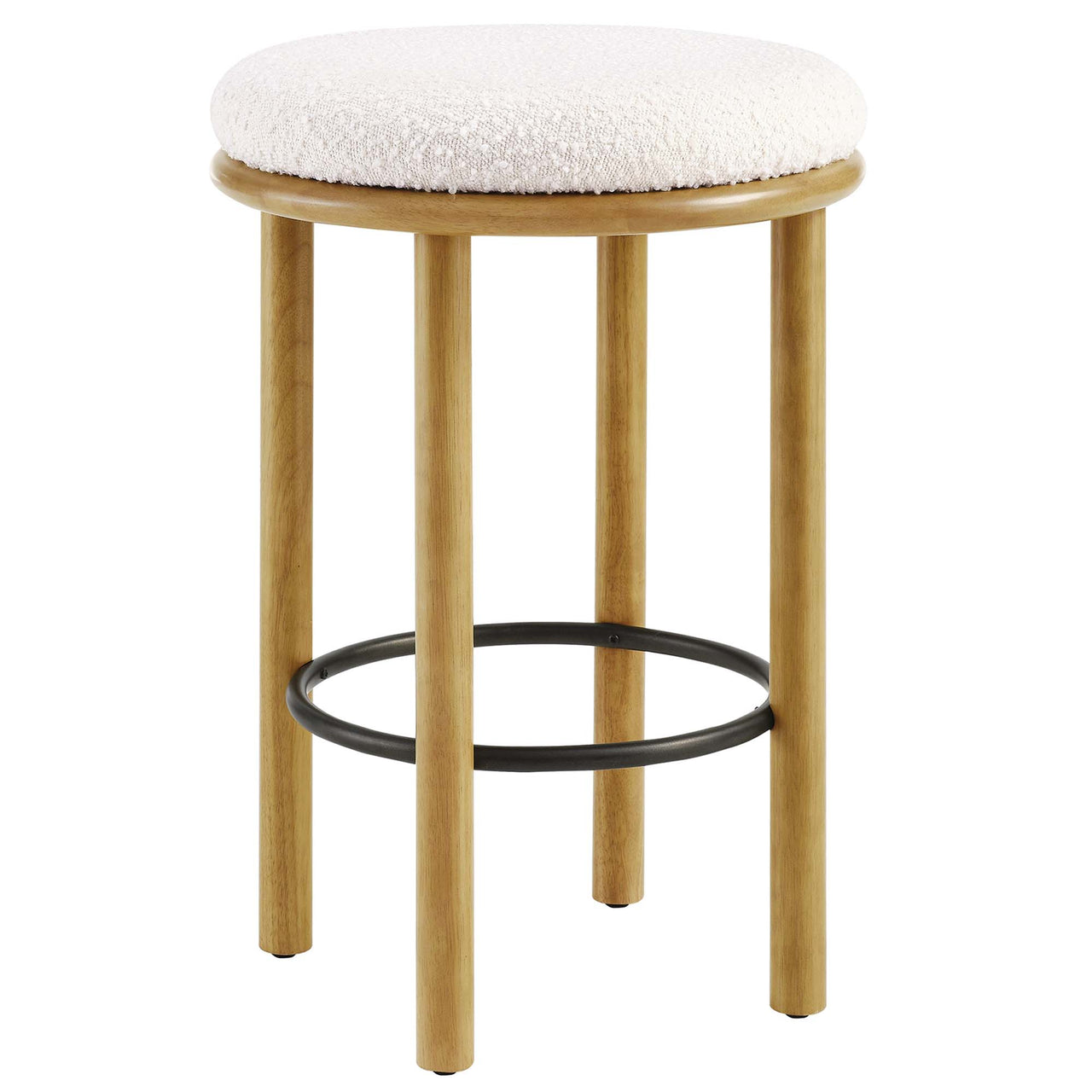Myla Upholstered Counter Stools Set of 2, Oak & Ivory