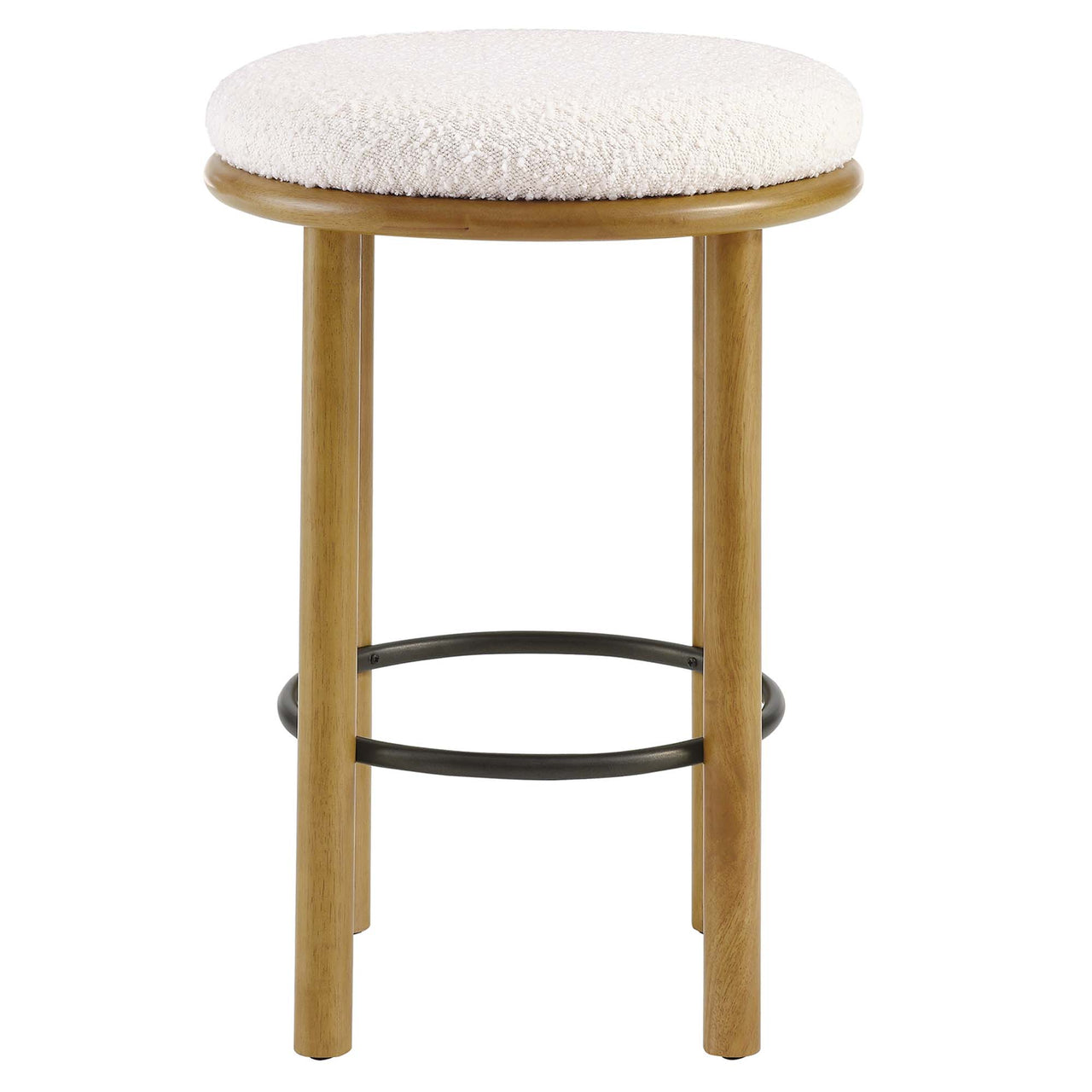 Myla Upholstered Counter Stools Set of 2, Oak & Ivory