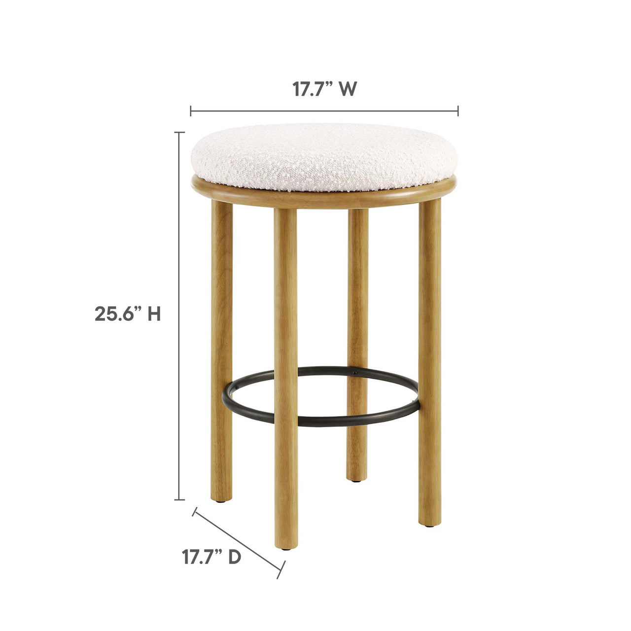 Myla Upholstered Counter Stools Set of 2, Oak & Ivory