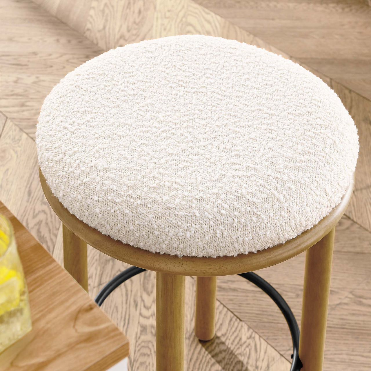 Myla Upholstered Counter Stools Set of 2, Oak & Ivory