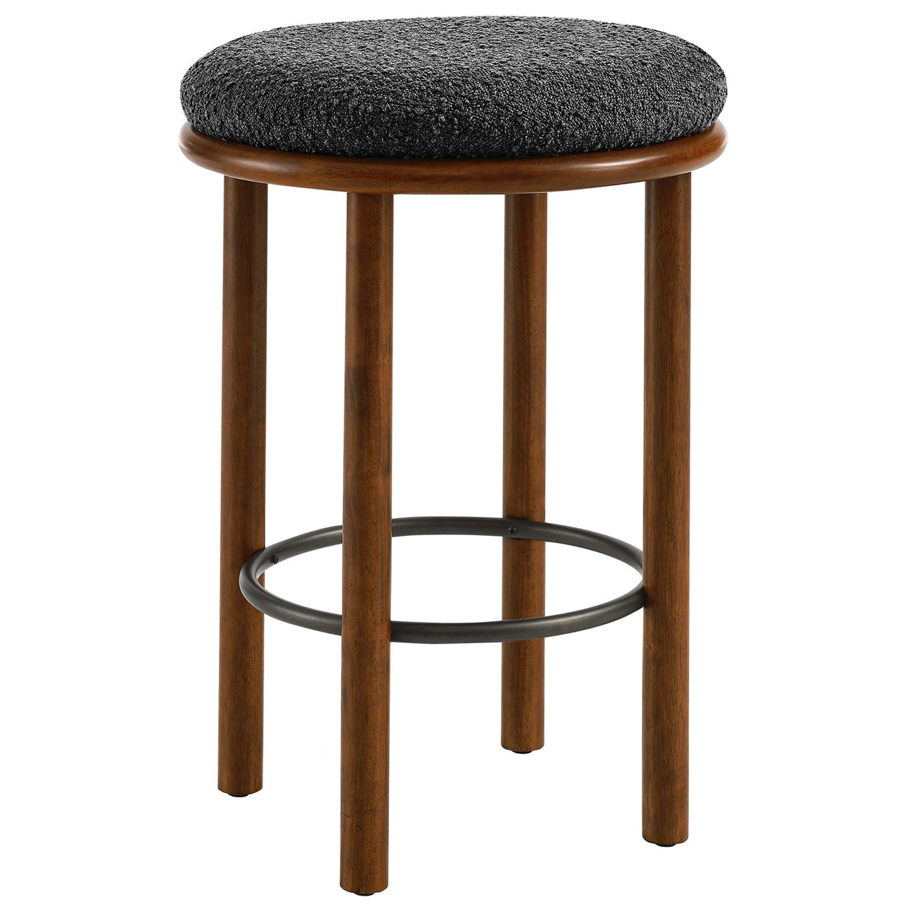 Myla Upholstered Counter Stools Set of 2, Walnut & Charcoal