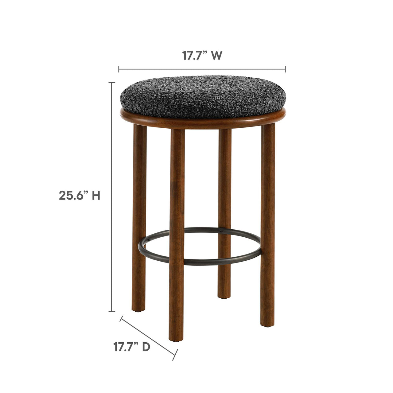 Myla Upholstered Counter Stools Set of 2, Walnut & Charcoal