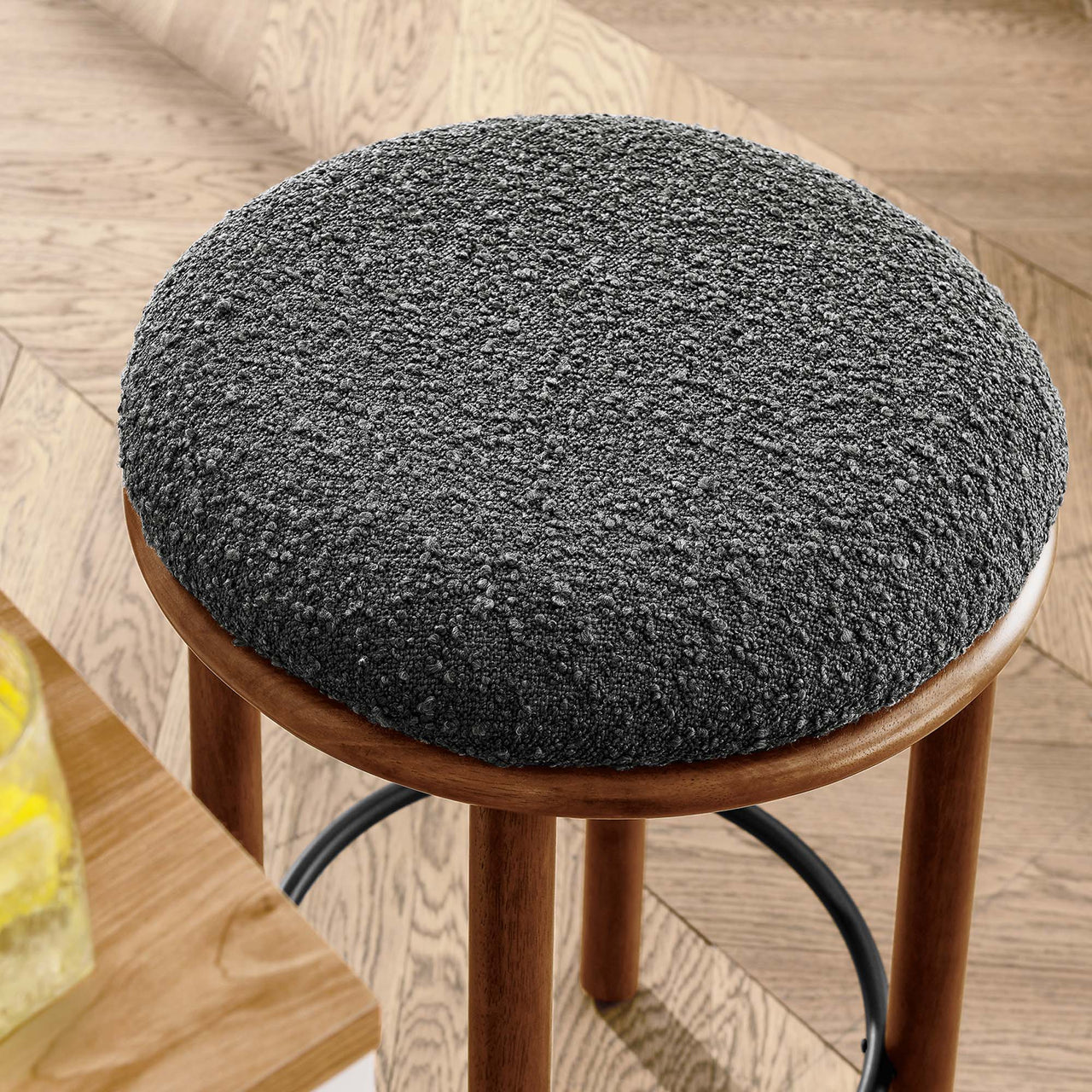 Myla Upholstered Counter Stools Set of 2, Walnut & Charcoal