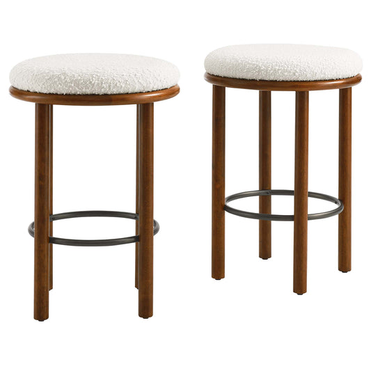 Myla Upholstered Counter Stools Set of 2, Walnut & Ivory