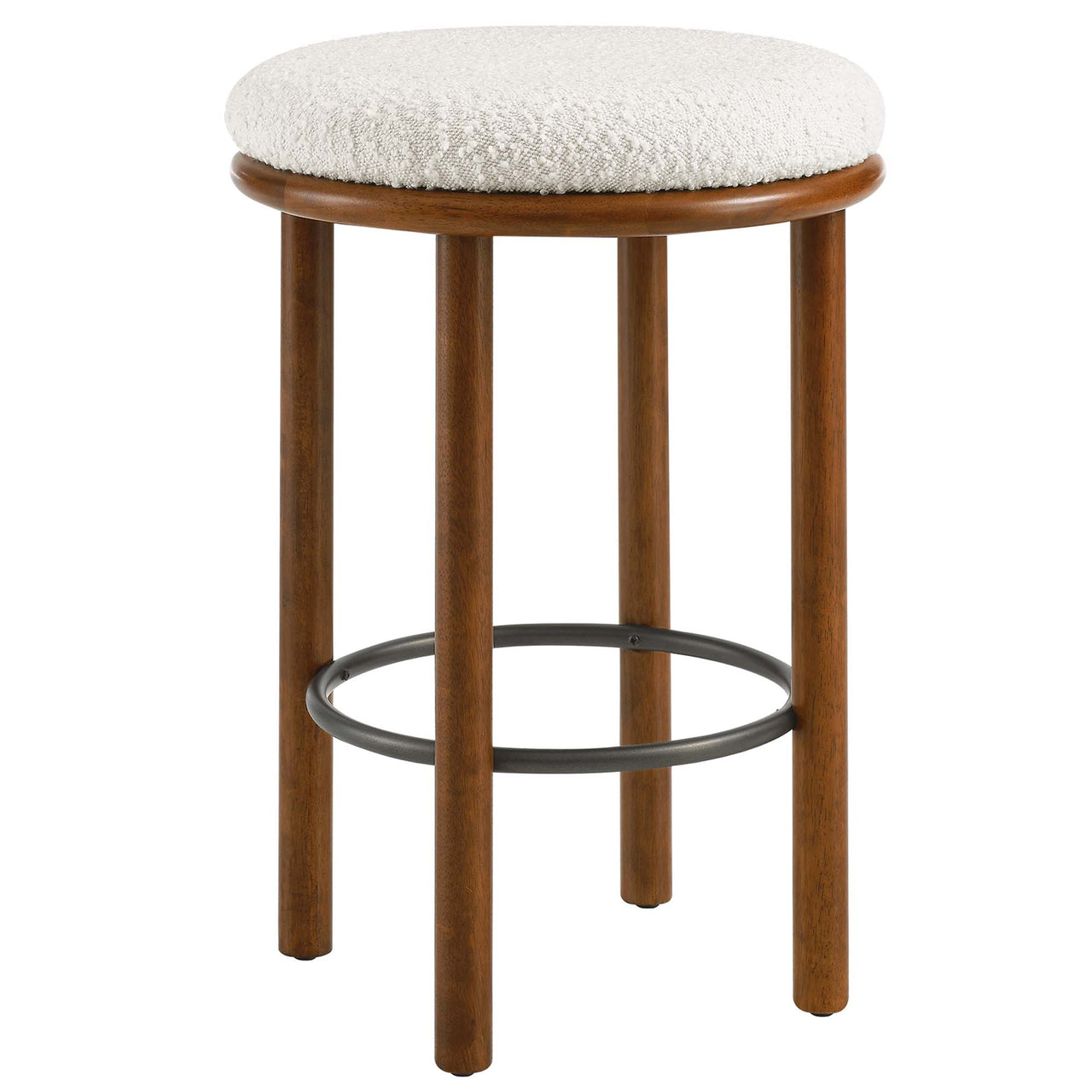 Myla Upholstered Counter Stools Set of 2, Walnut & Ivory