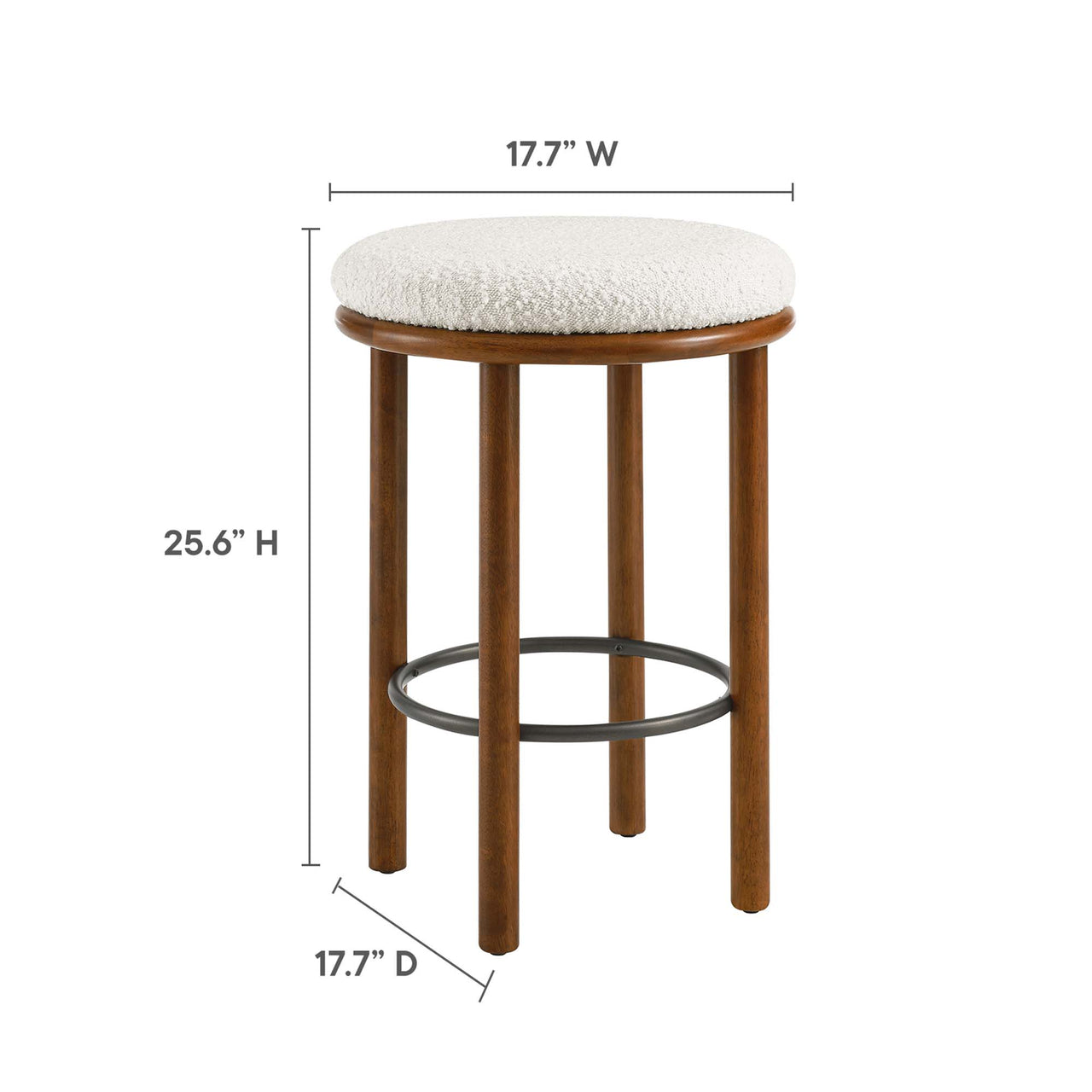 Myla Upholstered Counter Stools Set of 2, Walnut & Ivory