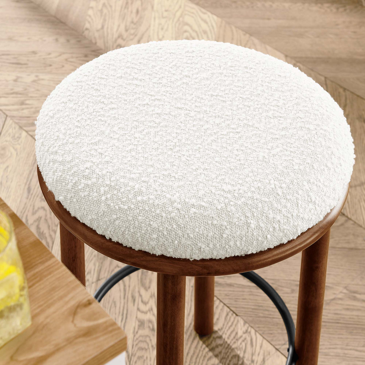 Myla Upholstered Counter Stools Set of 2, Walnut & Ivory