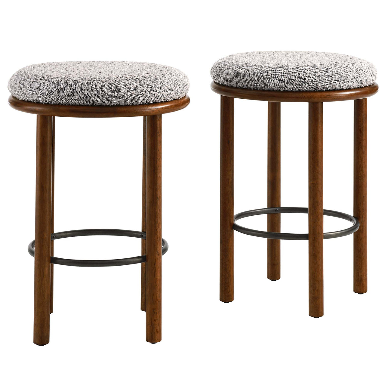 Myla Upholstered Counter Stools Set of 2, Walnut & Taupe