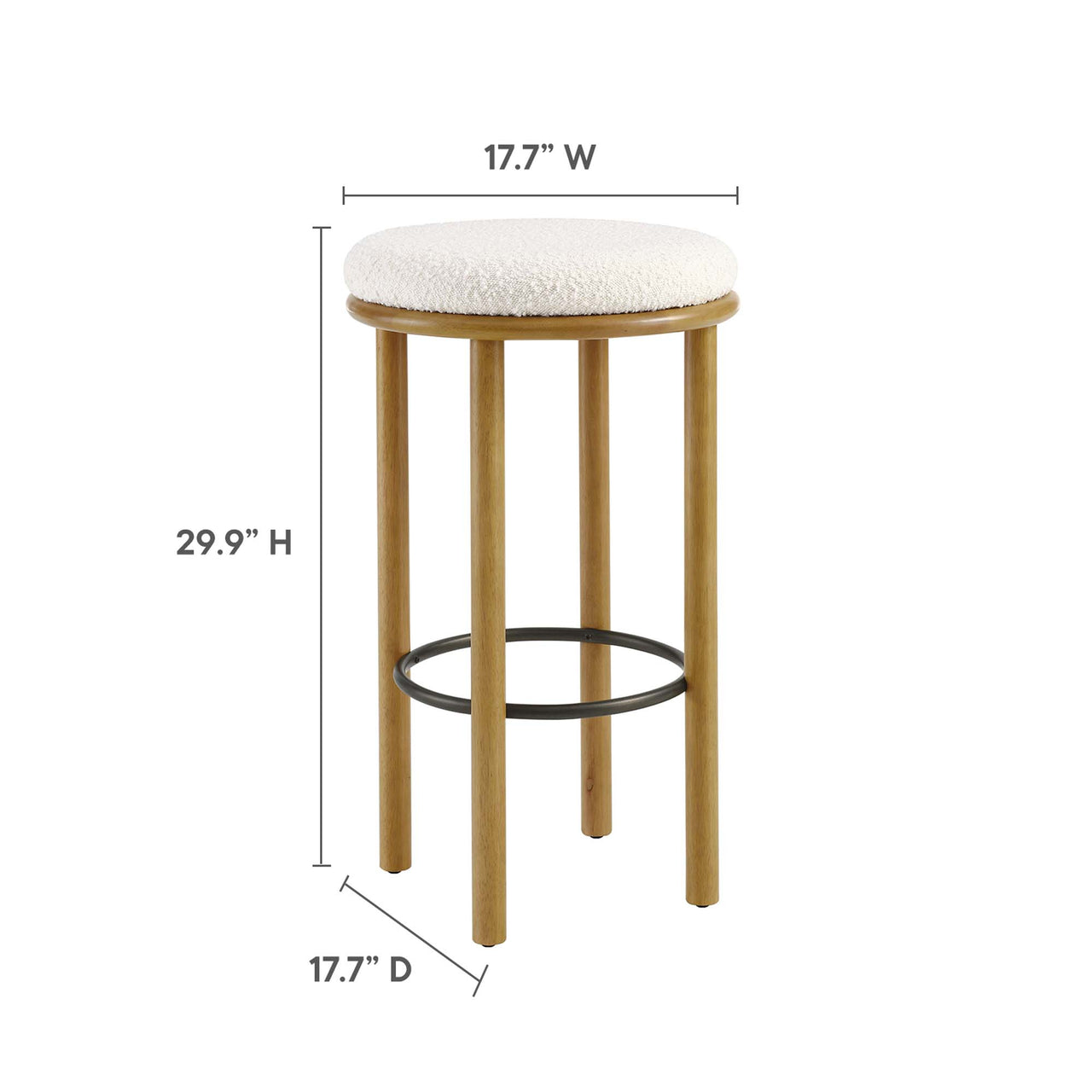 Myla Upholstered Bar Stools Set of 2, Oak & Ivory