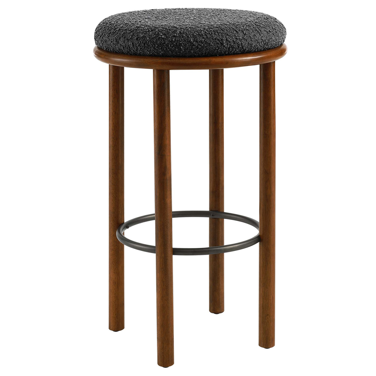 Fable Boucle Fabric Bar Stools Set of 2, Walnut & Charcoal