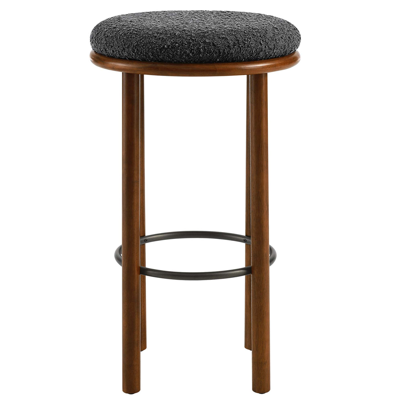 Fable Boucle Fabric Bar Stools Set of 2, Walnut & Charcoal