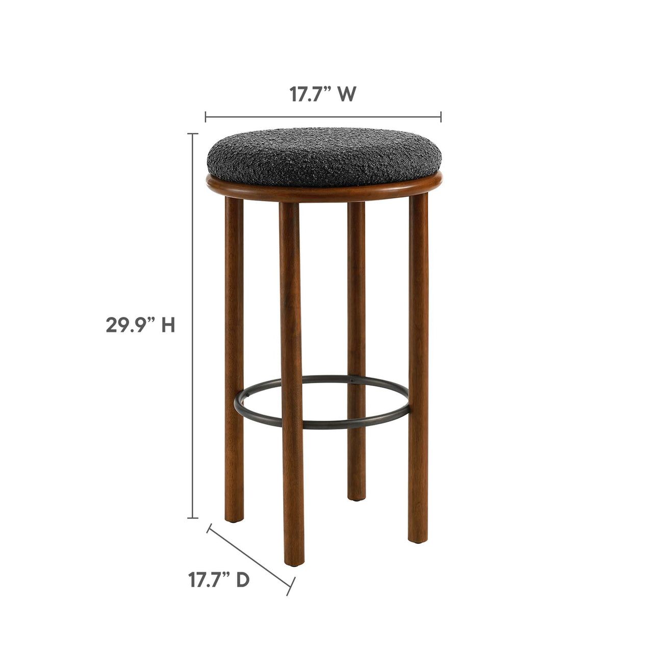 Fable Boucle Fabric Bar Stools Set of 2, Walnut & Charcoal