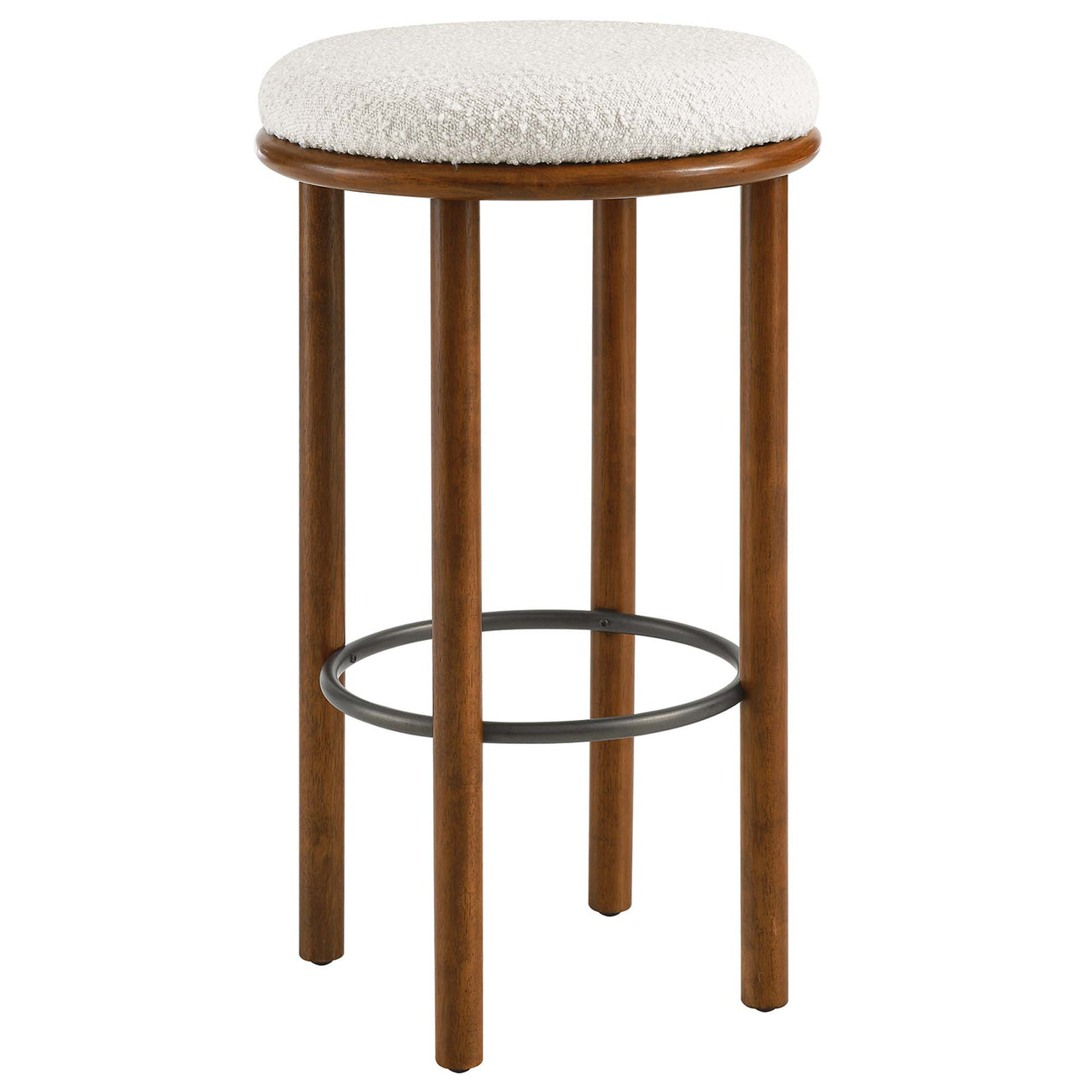 Myla Upholstered Bar Stools Set of 2, Walnut & Ivory
