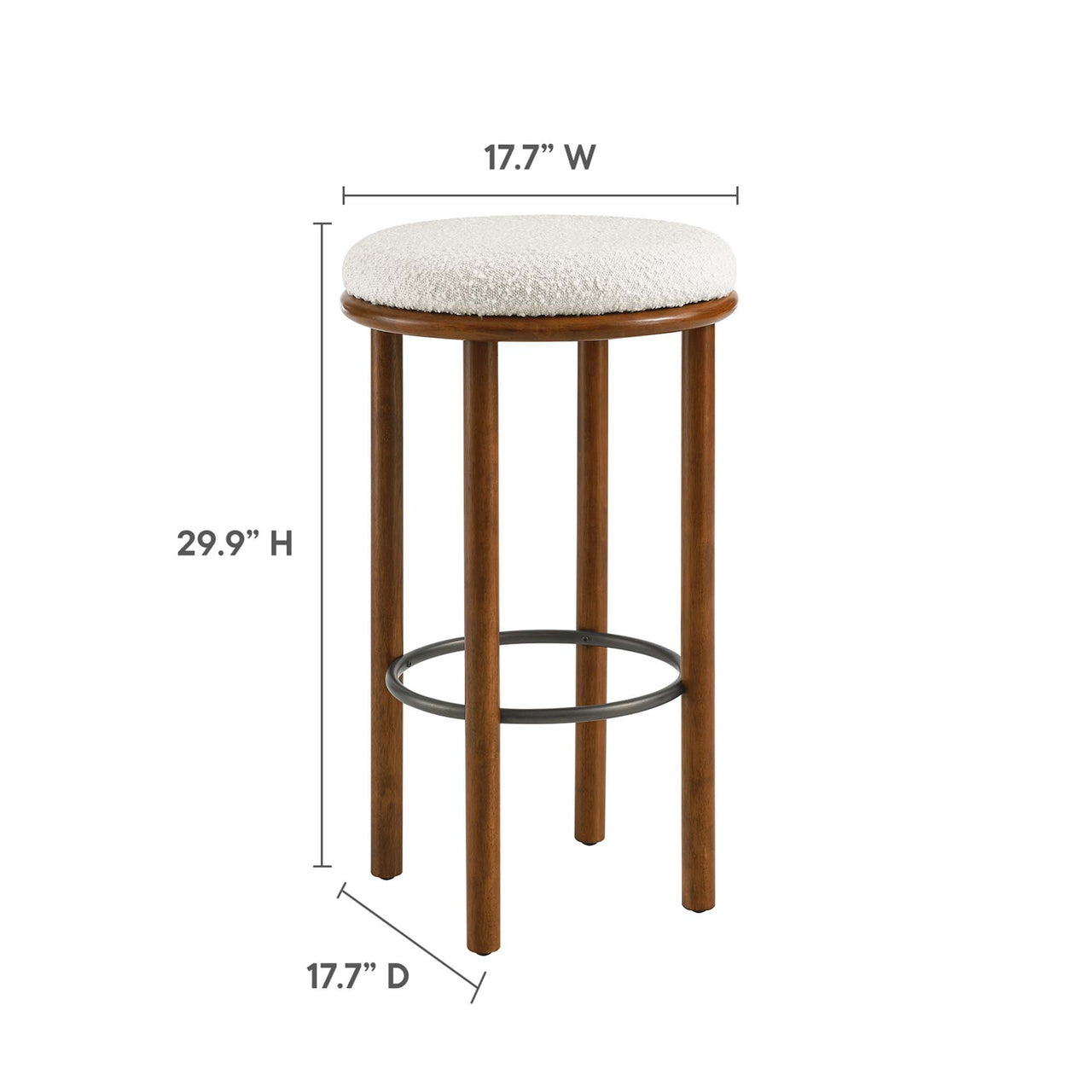 Myla Upholstered Bar Stools Set of 2, Walnut & Ivory