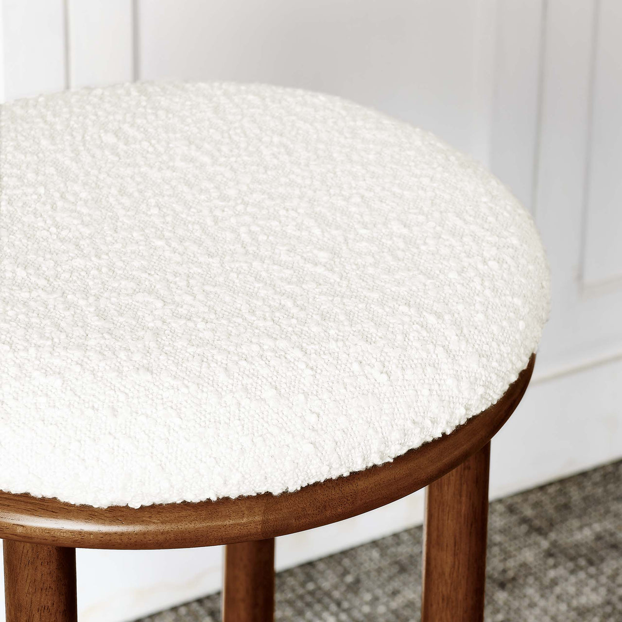 Myla Upholstered Bar Stools Set of 2, Walnut & Ivory
