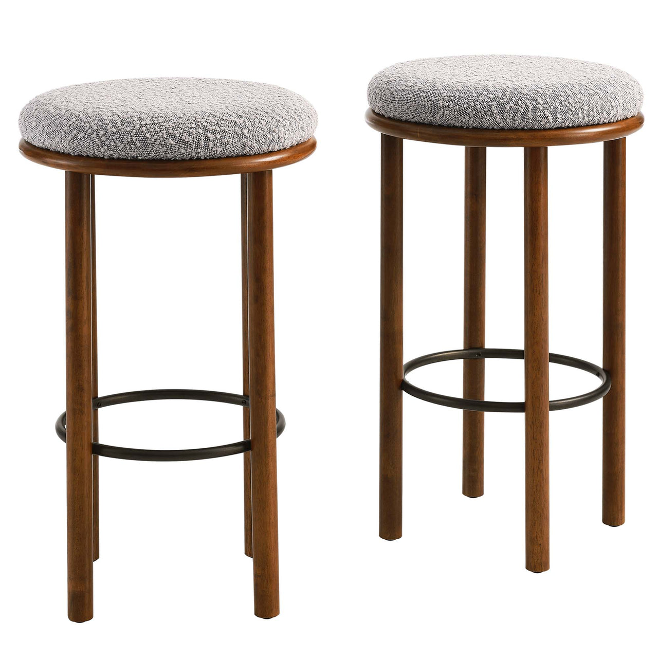 Myla Upholstered Bar Stools Set of 2, Walnut & Taupe