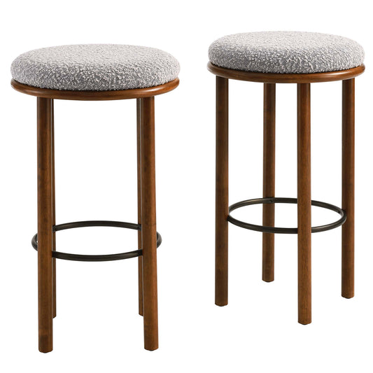 Myla Upholstered Bar Stools Set of 2, Walnut & Taupe