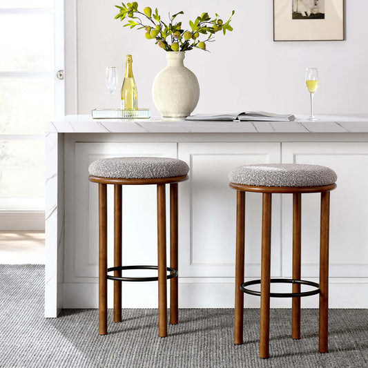 Myla Upholstered Bar Stools Set of 2, Walnut & Taupe