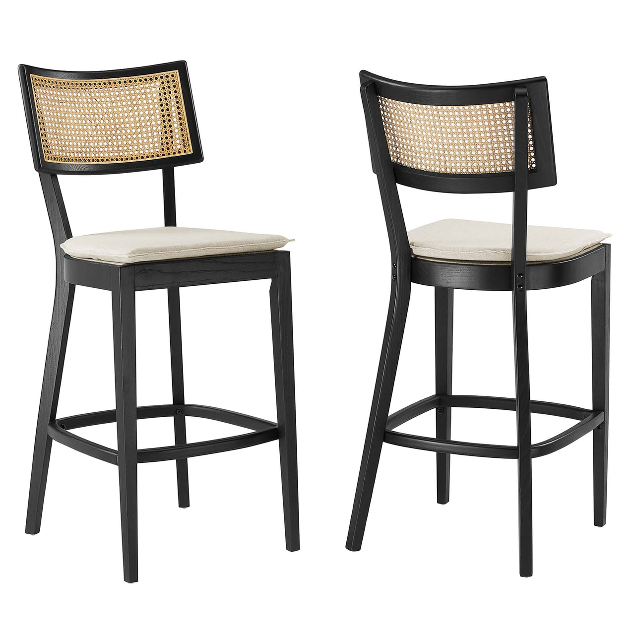 Carriselle Bar Stools Set of 2, Black & Beige