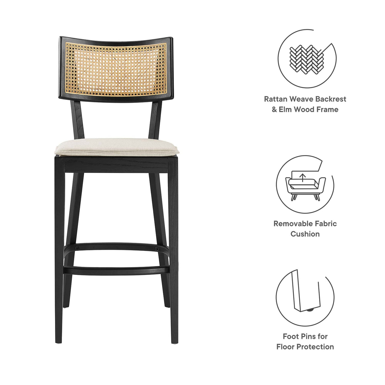 Carriselle Bar Stools Set of 2, Black & Beige
