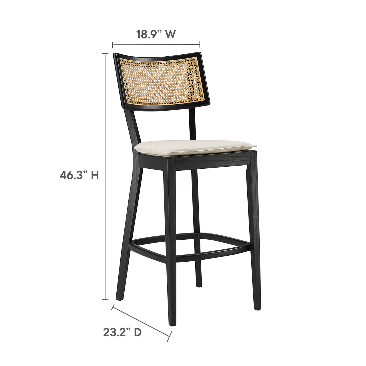 Carriselle Bar Stools Set of 2, Black & Beige