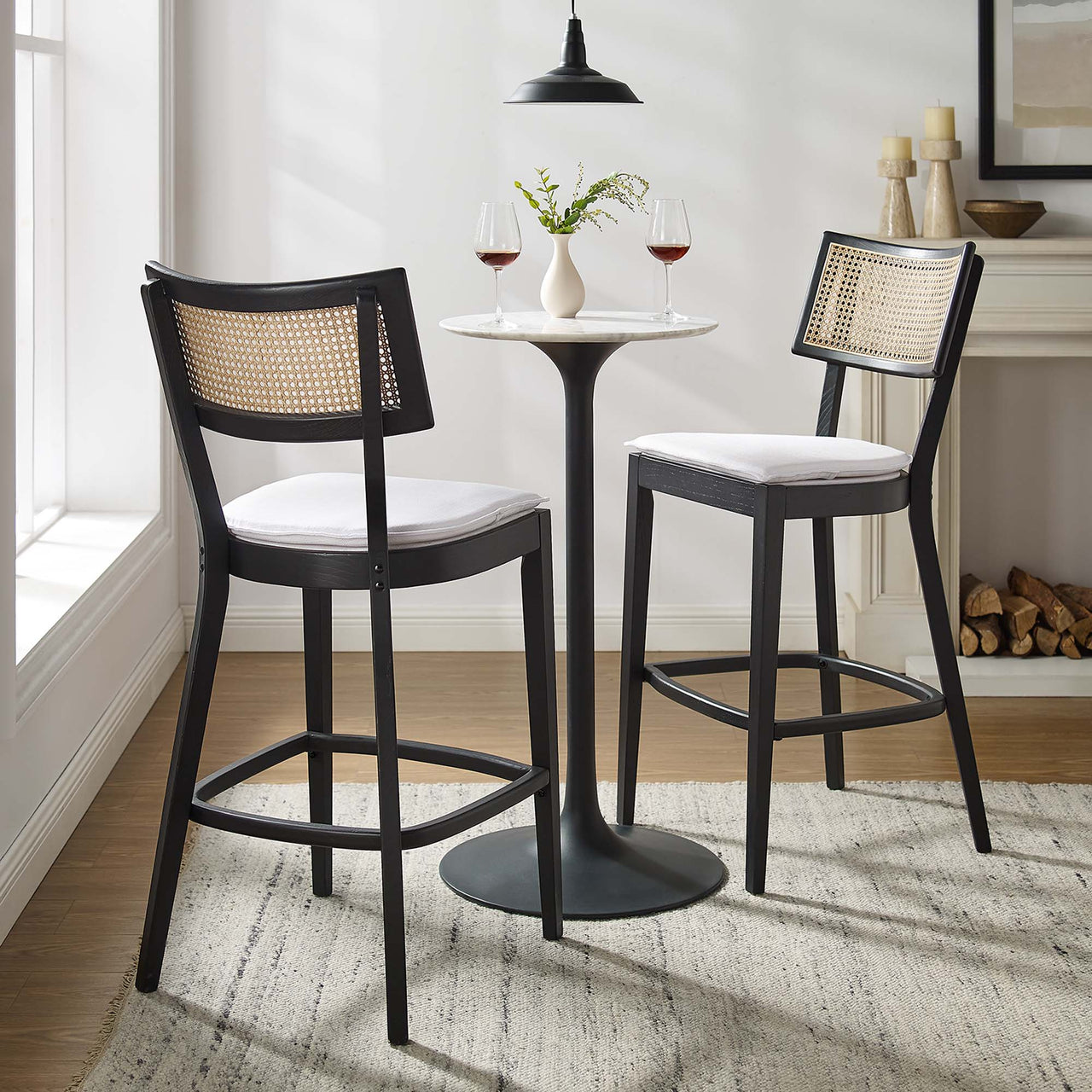 Carriselle Bar Stools Set of 2, Black & White