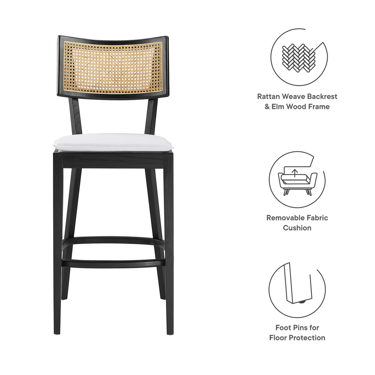 Carriselle Bar Stools Set of 2, Black & White