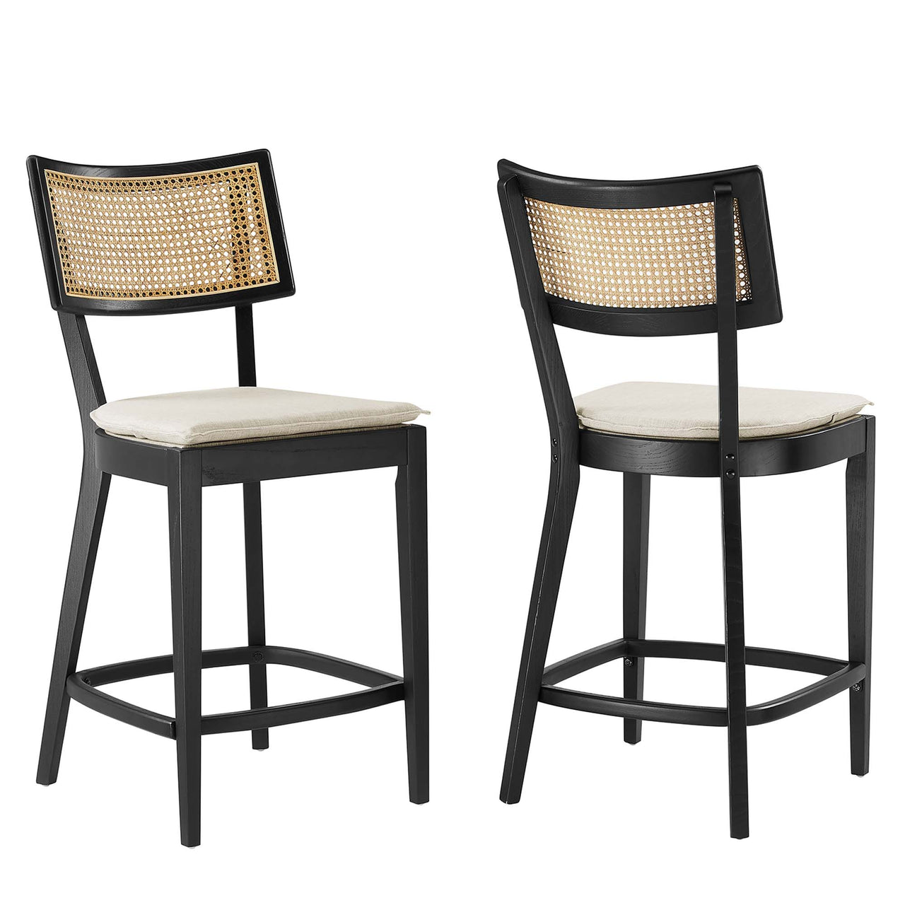 Carriselle Counter Stools Set of 2, Black & Beige