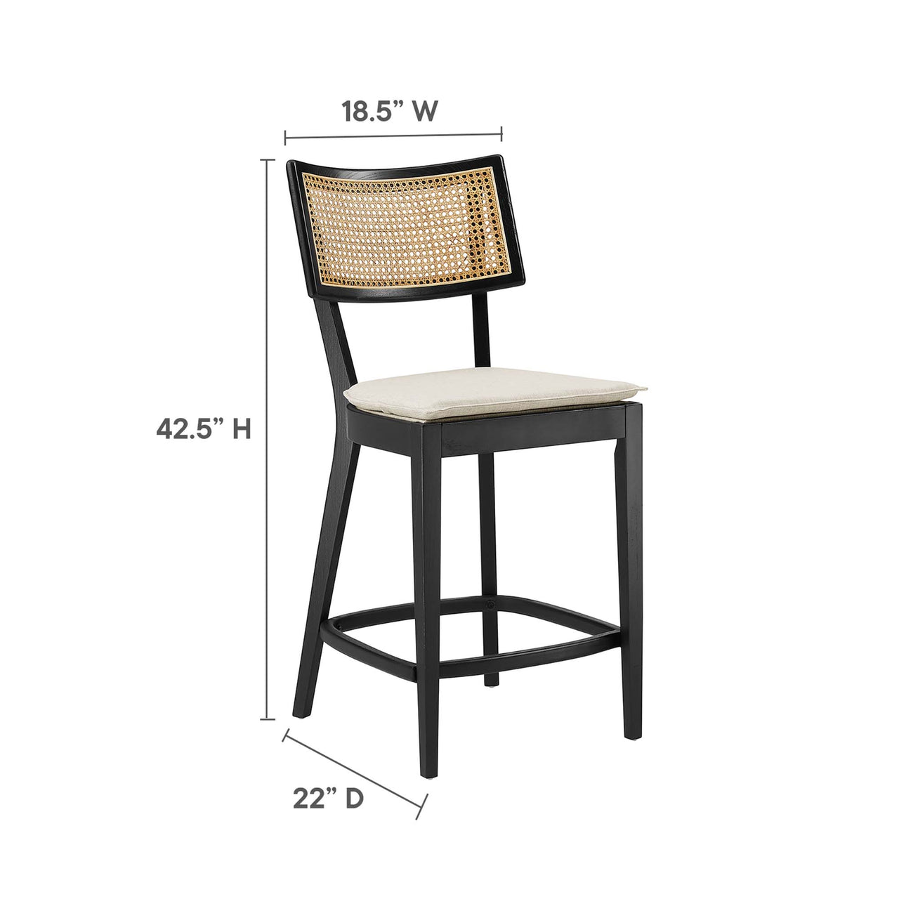 Carriselle Counter Stools Set of 2, Black & Beige