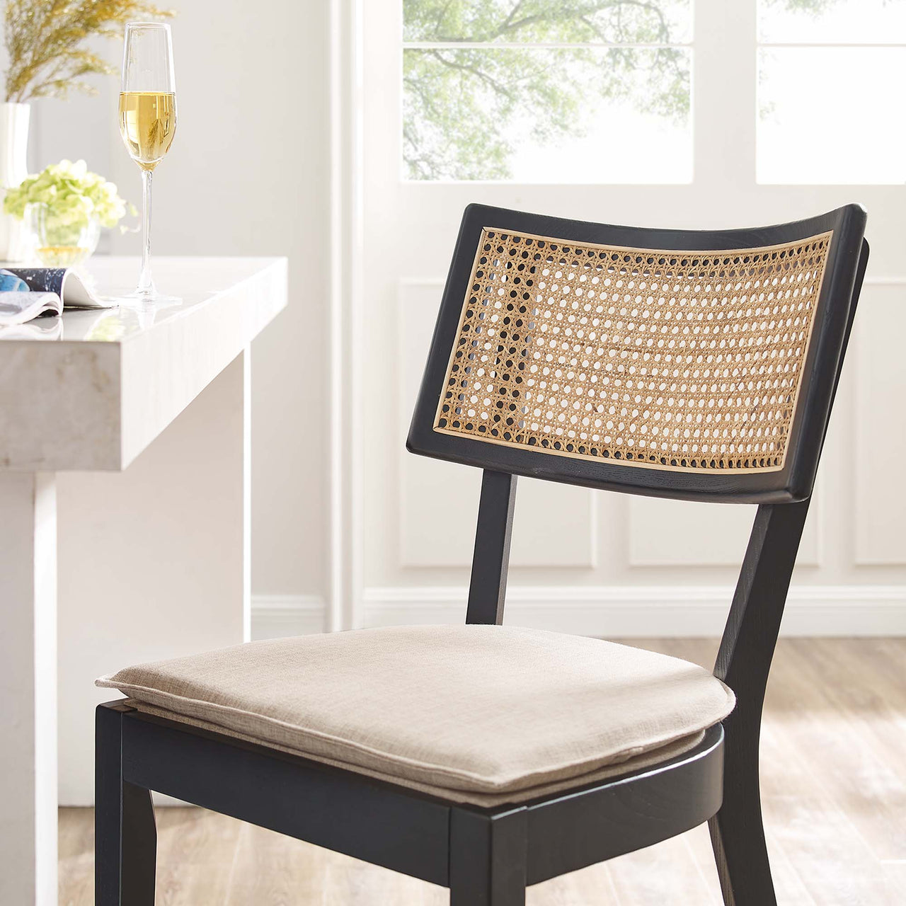 Carriselle Counter Stools Set of 2, Black & Beige