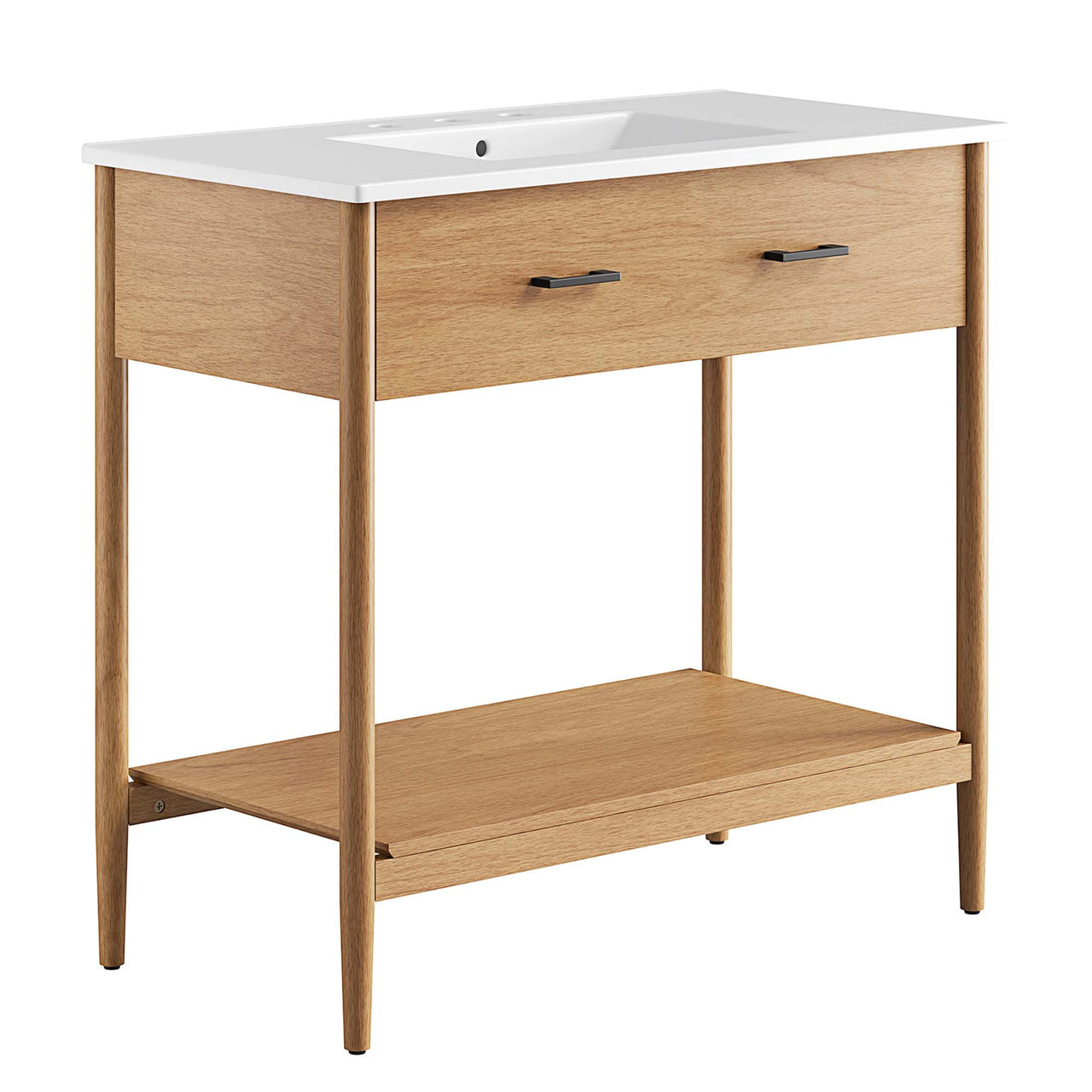 Zephyrine Vanity Unit, Large, Natural Wood & White