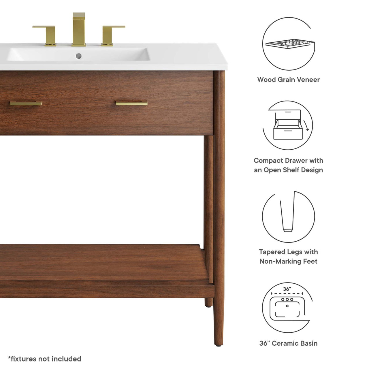 Zephyrine Vanity Unit, Large, Walnut & White