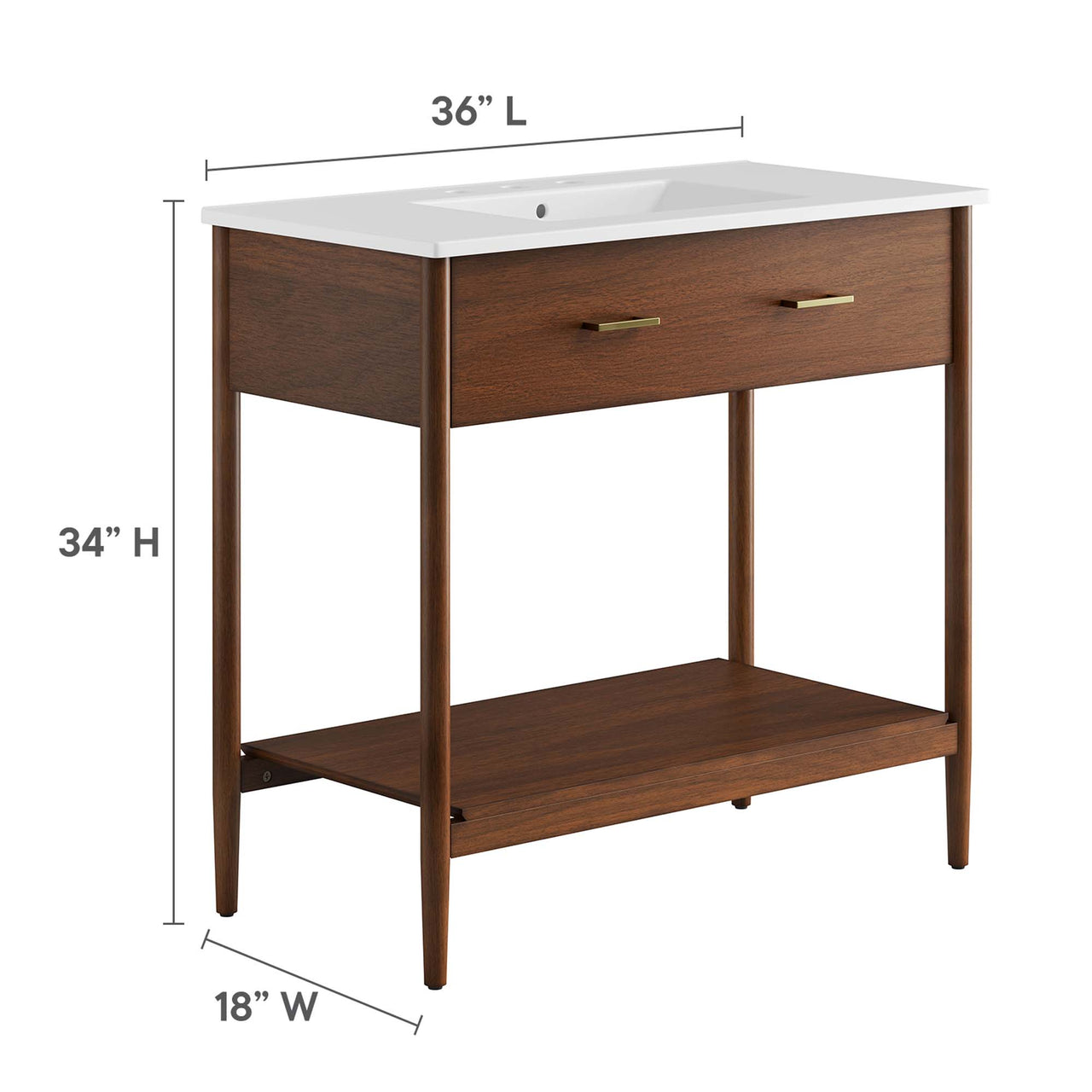 Zephyrine Vanity Unit, Large, Walnut & White