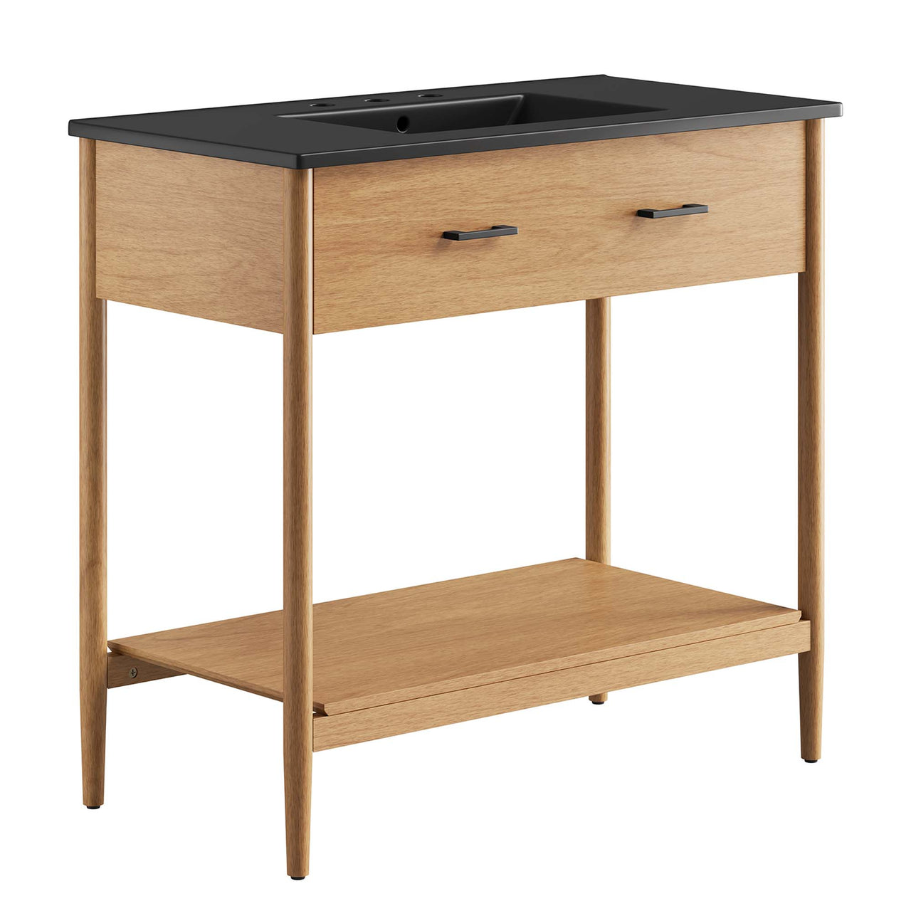 Zephyrine Vanity Unit, Large, Natural Wood & Black