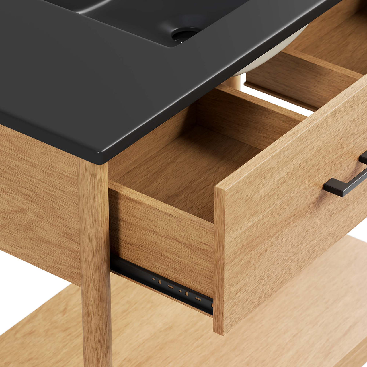 Zephyrine Vanity Unit, Large, Natural Wood & Black