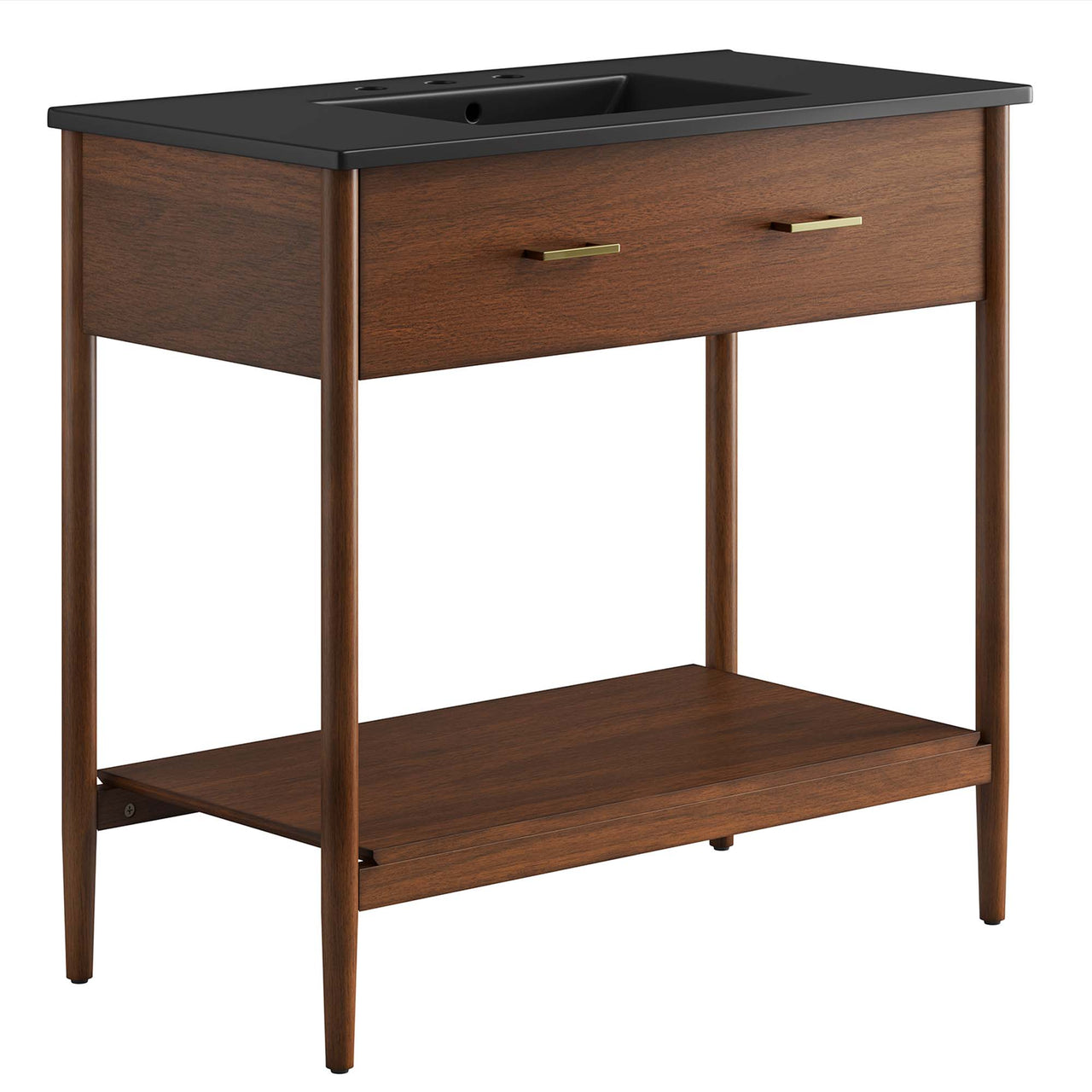 Zephyrine Vanity Unit, Large, Walnut & Black