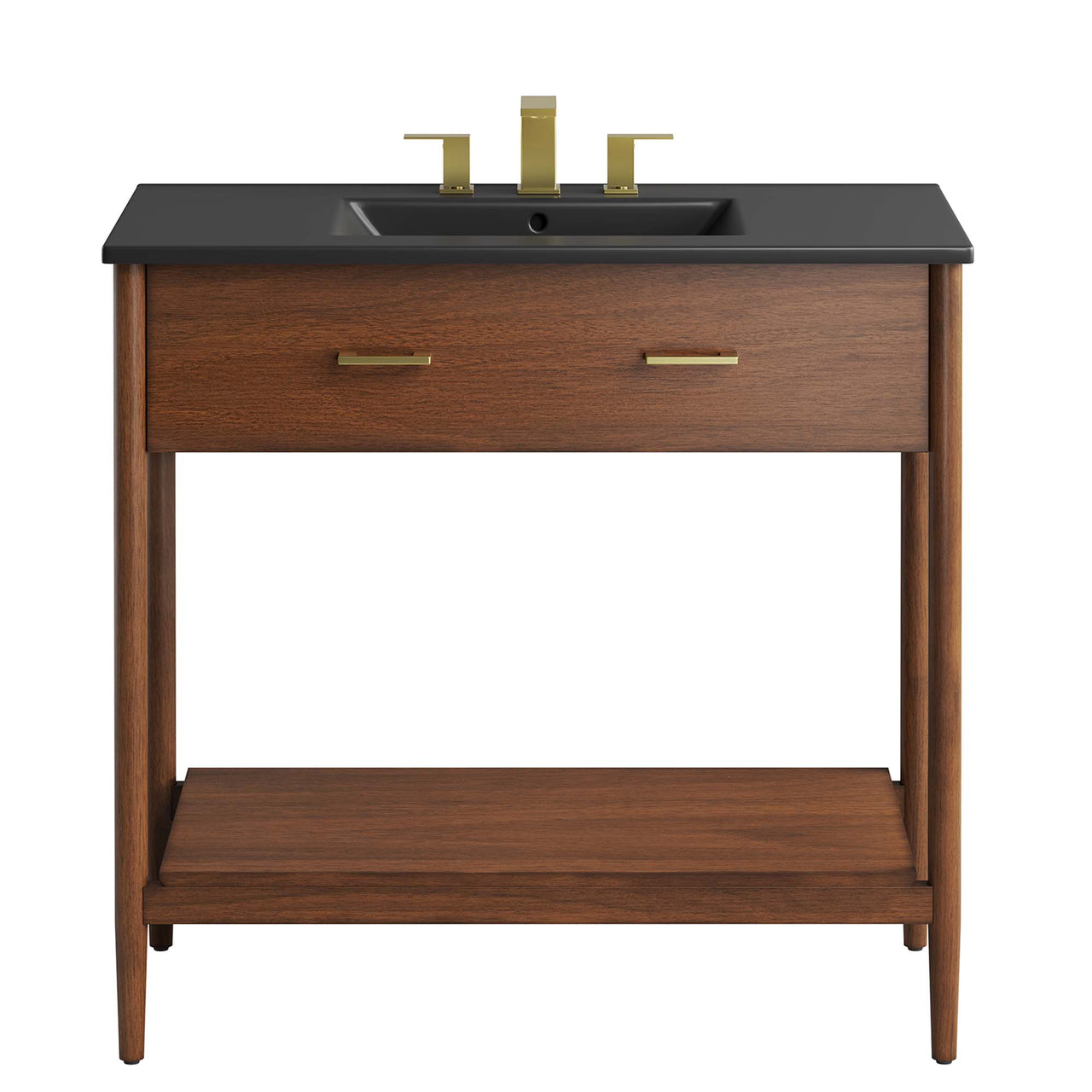 Zephyrine Vanity Unit, Large, Walnut & Black