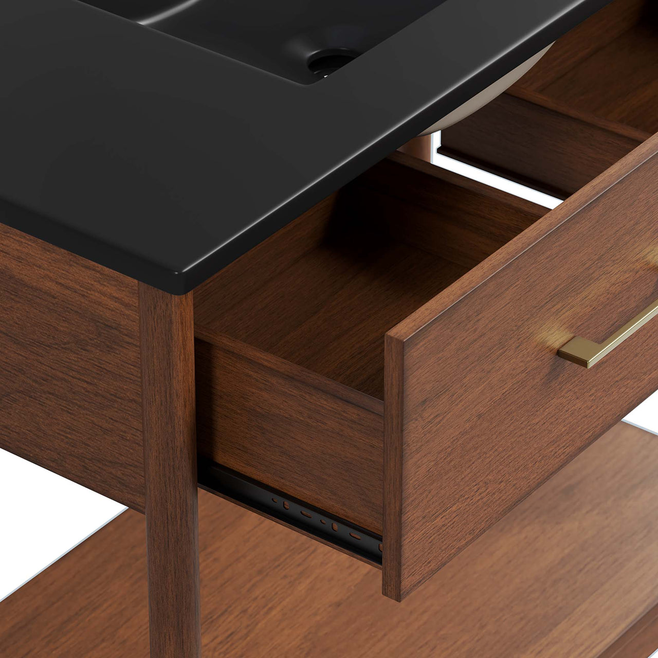 Zephyrine Vanity Unit, Large, Walnut & Black