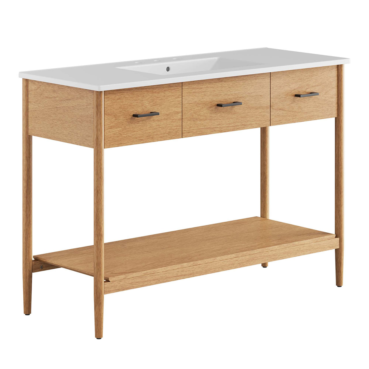 Zephyrine Single Sink Vanity Unit, Extra Large, Natural Wood & White