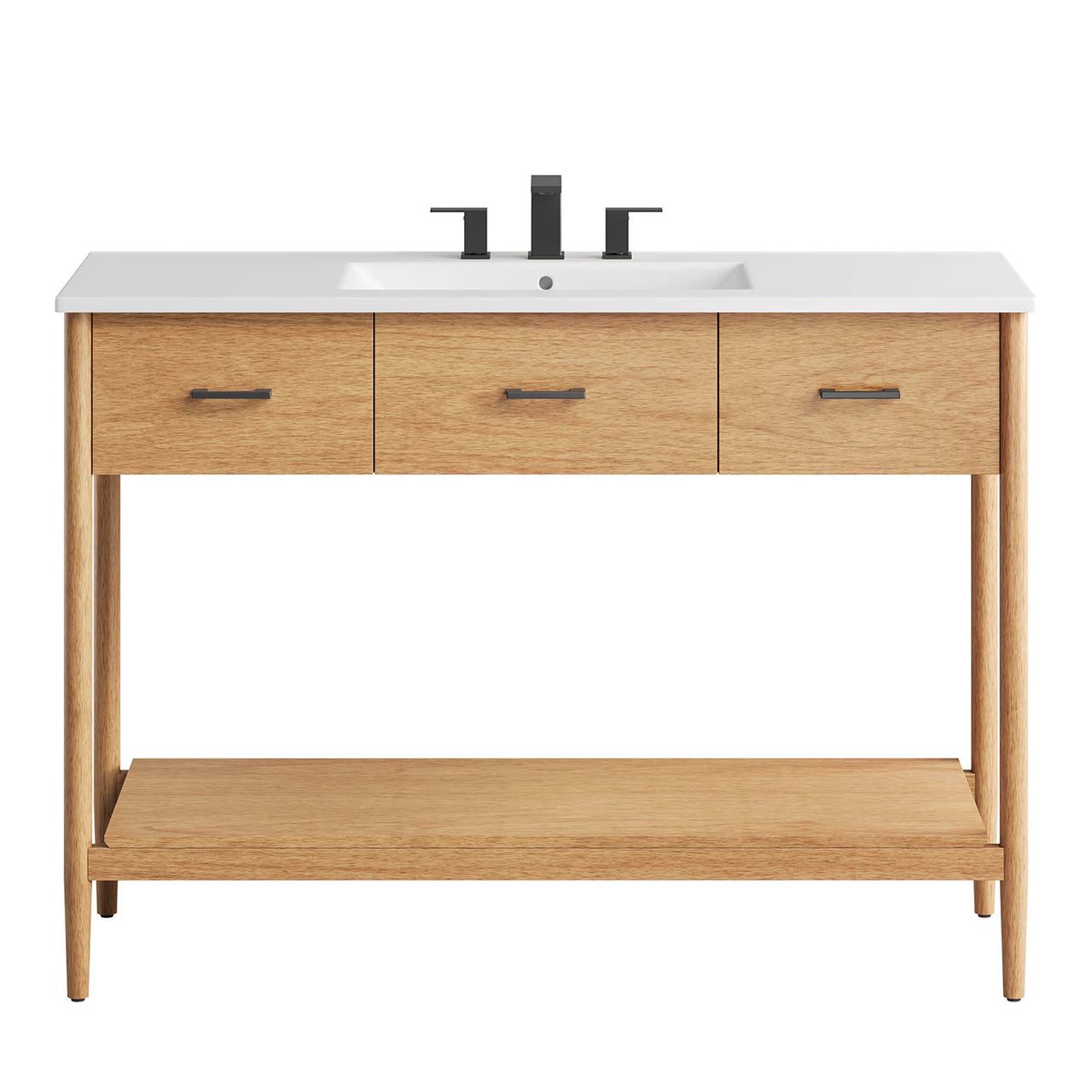 Zephyrine Single Sink Vanity Unit, Extra Large, Natural Wood & White