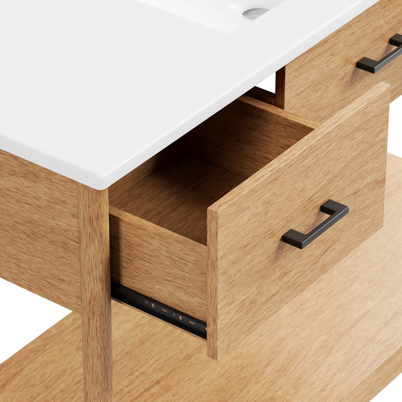 Zephyrine Single Sink Vanity Unit, Extra Large, Natural Wood & White