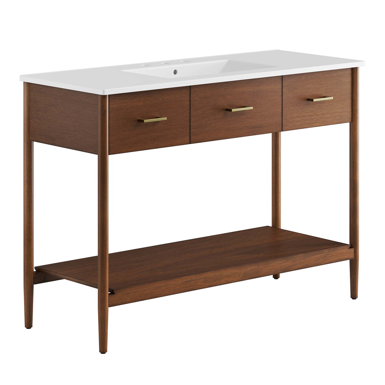Zephyrine Single Sink Vanity Unit, Extra Large, Walnut & White