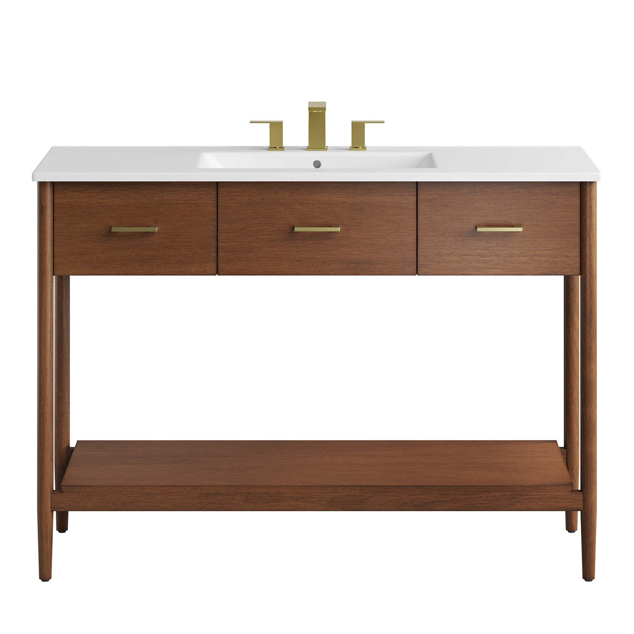 Zephyrine Single Sink Vanity Unit, Extra Large, Walnut & White