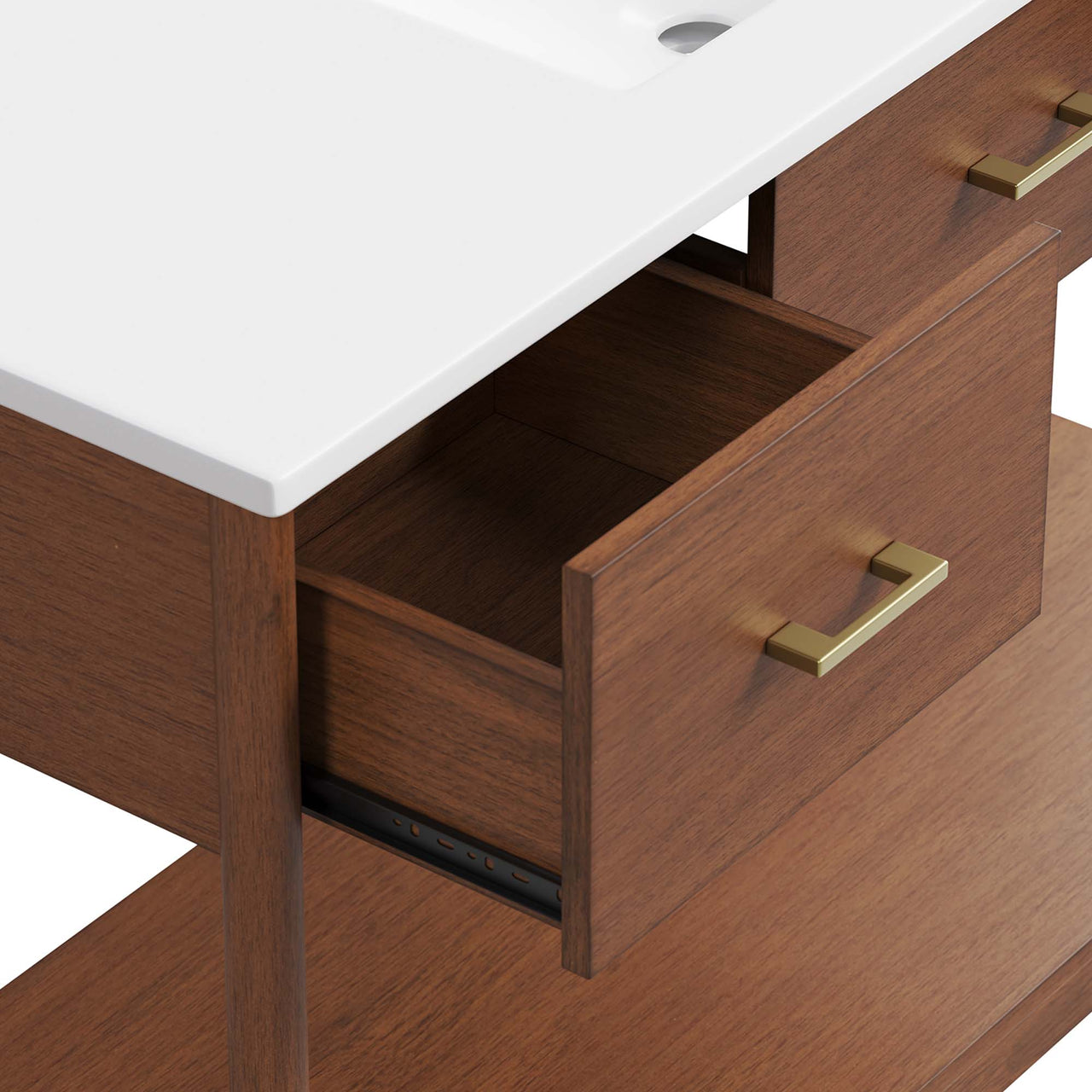 Zephyrine Single Sink Vanity Unit, Extra Large, Walnut & White