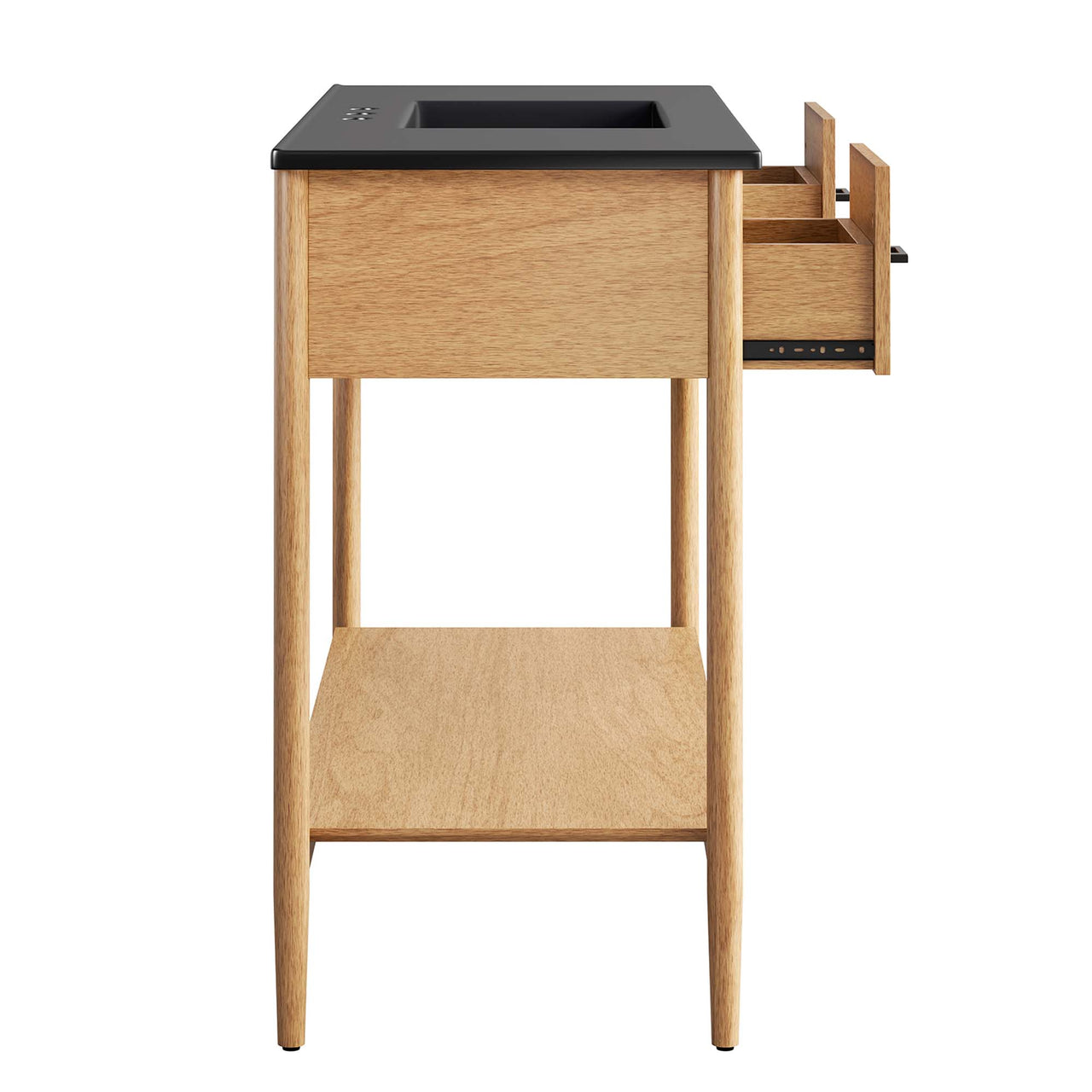 Zephyrine Single Sink Vanity Unit, Extra Large, Natural Wood & Black