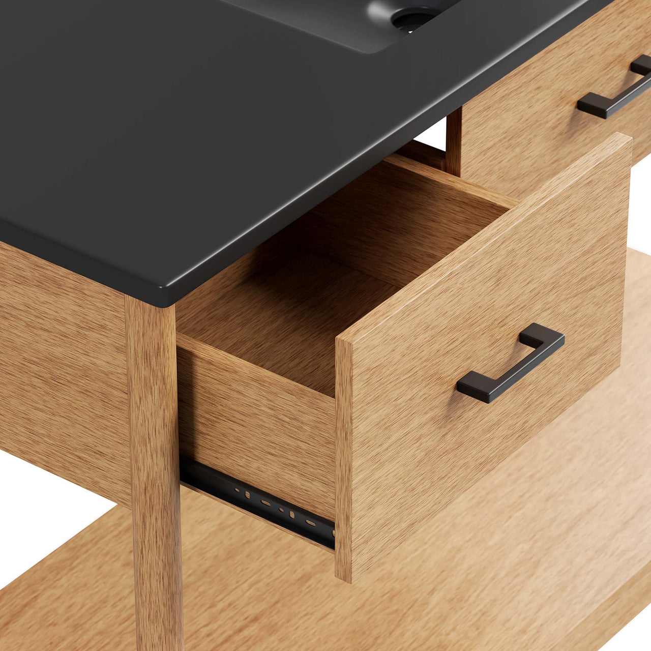 Zephyrine Single Sink Vanity Unit, Extra Large, Natural Wood & Black